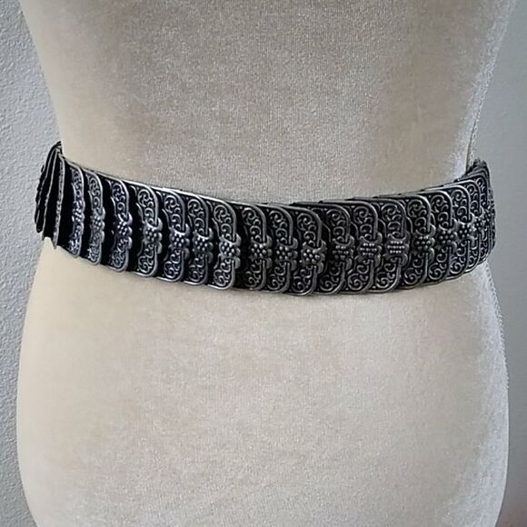 VTG,RECTANGLE ELASTIC METAL AND RHINESTONE 80S,BELT
